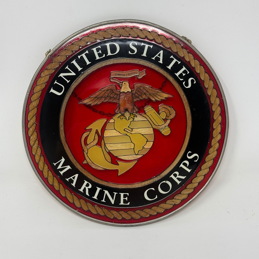 USMC United States Marine Corps Stained Glass Suncatcher EGA Emblem 6.5 Inch